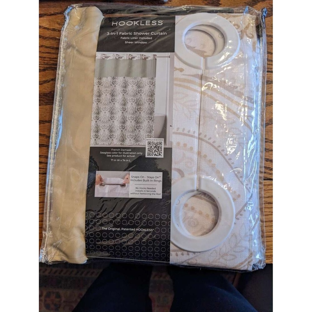 Hookless French Damask Shower Curtain Set Peva Liner Sun Yellow 71x74 Sure Fit